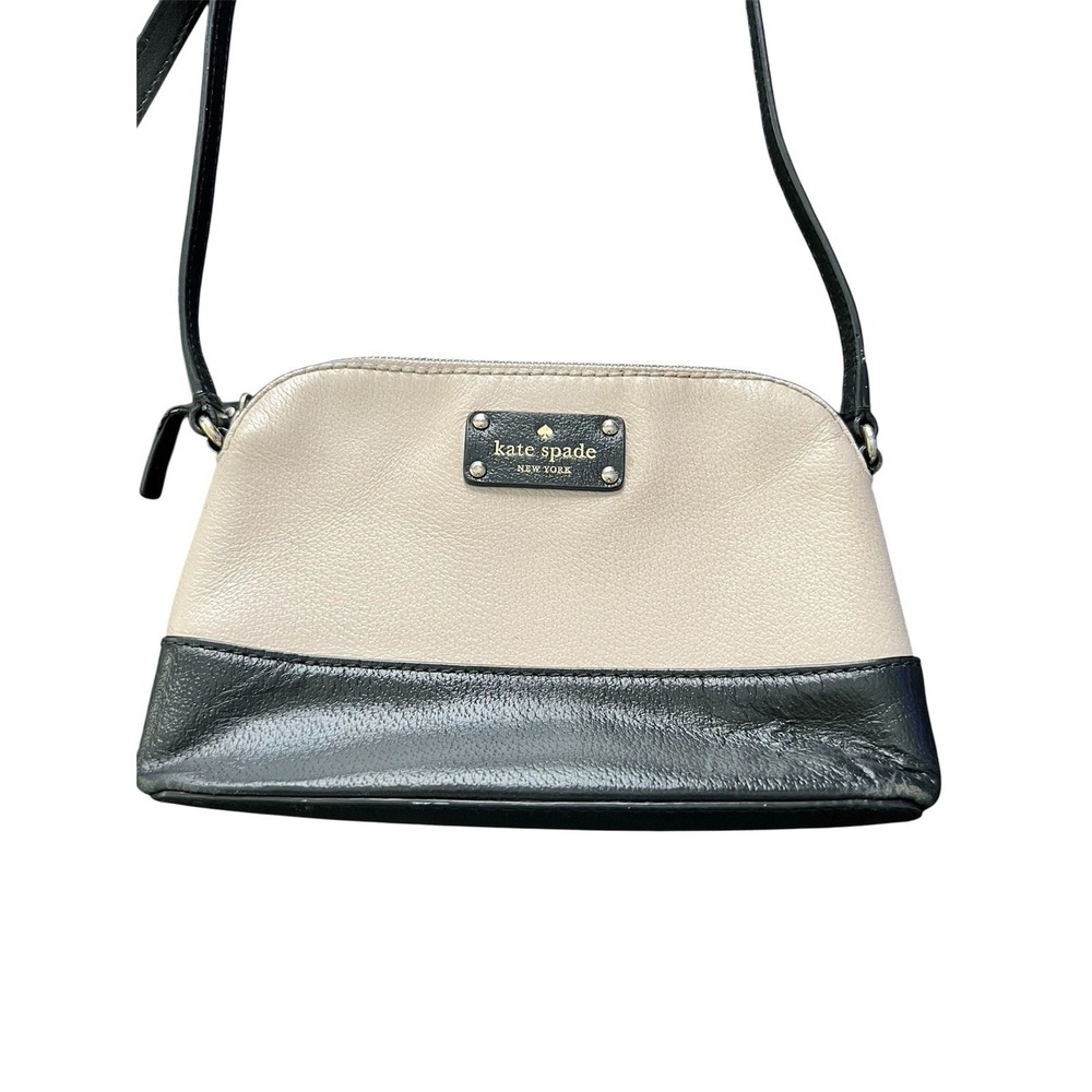 Kate Spade New York Two Tone Leather Dome Crossbody‎ Bag Black Cream Small